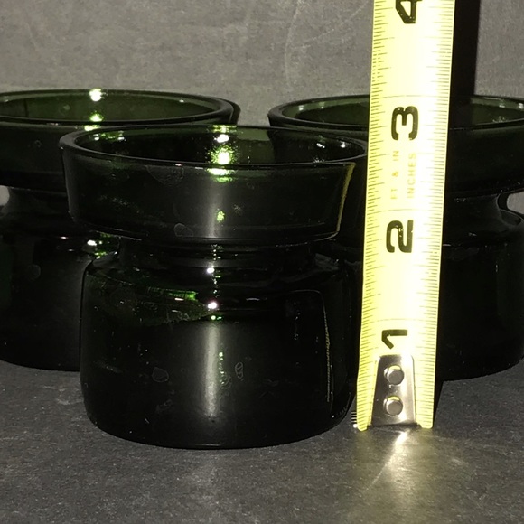 3 Vintage Dansk Green Glass Candle Holder Denmark MidCenturyModern Votive Holder - Picture 13 of 14